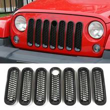 Front Grill Mesh Inserts Kit Honeycomb Clip-in Grille Guard Mesh Grille with Lock Hole for Jeep Wrangler JK 2007-2017 2024 - buy cheap