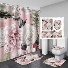 Набор ковриков для душа с цветочным рисунком, для ванной комнаты, защита от плесени и перегородок, для дома 2024 - купить недорого
