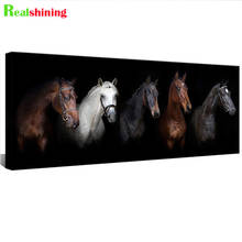 Pintura de diamante grande diy, bordado de diamantes de Caballo Blanco y Negro, punto de cruz, mosaico de diamantes de imitación 5d, Cuadrado completo redondo N1800 2024 - compra barato