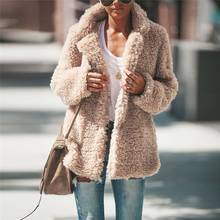 Outono inverno mulheres casacos de pele do falso casaco de lã gola lapela quente outwear feminino roupas soltas lã de cordeiro jaqueta inverno 2024 - compre barato
