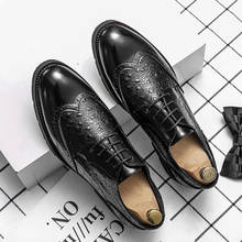 Designer Formal Men Dress Shoes Male Fashion Leather Brogue Shoes Men Oxfords For Wedding Office Business Lace-up Solid Footwear 2024 - buy cheap