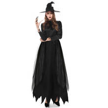 Black Witch Medieval Dress Women Adult Sexy Scary Wicca Cosplay Gothic Wizard Halloween Costumes 2024 - buy cheap