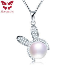 HENGSHENG Hot Selling 925 Sterling Silver Rabbit Zircon Pendant With Real Freshwater Cultured Pearl Necklace For Lovely Women 2024 - buy cheap