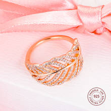 Anillo de Plata de Ley 925 auténtica para mujer, Sortija de plata rosa como pluma, joyería con estilo, joya de boda para fiesta, Bague 2024 - compra barato