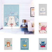 Cortina de algodón y lino para puerta de dormitorio, visillo de medio Panel con dibujo de conejo, oso, decoración del hogar 2024 - compra barato