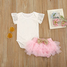 Newborn Girl Clothes Set Infant Baby Girls Solid Lace Romper Tops Tulle Ruffle Skirts Set Outfits Kids Clothing kids dress 2024 - buy cheap