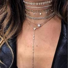 Punk Vintage Metal Cuban Chain with cz paved Choker Necklace for Women Gold Silver Color Shine cz Pendant Necklace Jewelry Gift 2024 - buy cheap