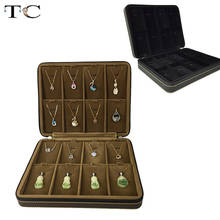Luxo pingente de armazenamento caso couro veludo caixa de jóias colar organizador 16pcs grades embalagem de jóias de negócios 2024 - compre barato