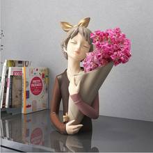 Modern Cute Girls Hug Vase Resin Statues Art Home Livingroom Desktop Figurines Crafts Porch Decoration Accessories Wedding Gifts 2024 - buy cheap