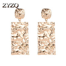 ZYZQ-pendientes de gota de hipérbola para mujer, diseño de superficie rugosa Irregular a la moda, aretes de oro rosa enchapado en plata 2024 - compra barato