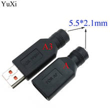 YuXi Female Jack To USB 2.0 Male Plug / Female Jack 5V DC Power Plugs Connector Adapter Laptop 5.5*2.1mm Black Color 2024 - buy cheap