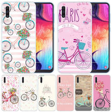 luxury Silicone Case Girl loves pink bicycle for Samsung Galaxy A50 A70 A80 A40 A30 A20 A10 A20E A2 CORE A9 A8 A7 A6 Plus 2018 2024 - buy cheap