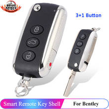 KEYECU 3+1 4 Button Flip Key Shell for Bentley Continental GT GTC Flying Spur Fob KR55WK45032 Folding Remote Auto Car Case 2024 - buy cheap