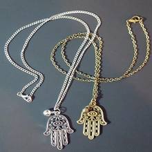 Turkish Hamsa Symbol Demon Eye Fatima Hand Necklace Pendant  Bronze Jewelry Islamic Good Luck Protection Amulet Necklace Women 2024 - buy cheap