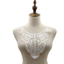 Collar de encaje blanco de flores de lujo, cuentas 3D, cinta embellecedora de tela de algodón, bordado DIY, apliques de Dubai, costura, decoración de escote de boda 2024 - compra barato