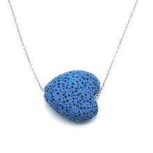 Хит продаж, красочное ожерелье 2 см из лавового камня в форме сердца с аромадиффузором эфирного масла, ожерелье из нержавеющей стали, ювелирное ожерелье для женщин 2024 - купить недорого