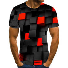 Camiseta 3D de verano para hombre, camisa de manga corta con estampado gráfico divertido, cuadrado, geométrico, negro, Hip Hop, Manga corta 3D 2024 - compra barato