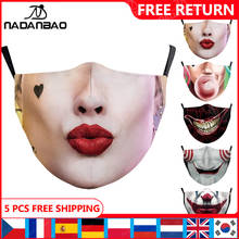 NADANBAO Quinn Joker Printed Masks Adult Washable Fabric Mask V For Vendetta Skull Reusable Masks Fashion Face Cover Grimace 2024 - buy cheap