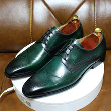 Роскошные мужские туфли FELIX CHU из натуральной кожи, туфли дерби для мужчин, зеленые, черные деловые туфли на шнуровке для свадьбы 2024 - купить недорого