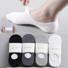 Calcetines tobilleros de algodón invisibles para hombre, calcetín antideslizante de silicona, 5 par/lote, para verano y otoño 2024 - compra barato