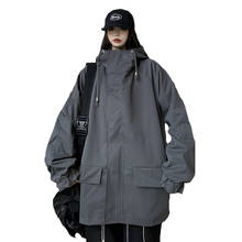 Женская ветровка с капюшоном на весну и осень, новинка 2021, корейский Свободный Красивый Тренч большого размера с капюшоном, куртки f481 2024 - купить недорого