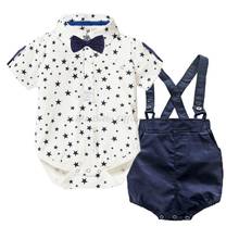 Baby Boy Gentleman Clothing Set Newborn Infant Baptism Formal Outfit Toddler Birthday Party Suspender Overall Christening Romper 2024 - buy cheap