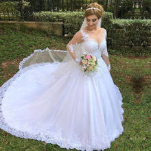 Yiwumensa vestido de noiva, do brasil, renda, corpete, 2020 pérolas, bordado, ilusão de tule, vestido de noiva, mangas compridas, vestidos de noiva 2024 - compre barato