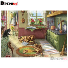 Dpsprue Full Square/Round Diamond Painting Cross Stitch Kitchen cat Diamond 3D Embroidery DIY 5D Moasic Christmas Gift 2024 - buy cheap