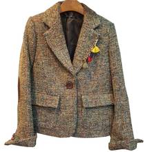 Casaco de blazer feminino com uma fragrância, jaqueta reta vintage com uma fragrância pequena e da moda para outono e inverno 2020 2024 - compre barato