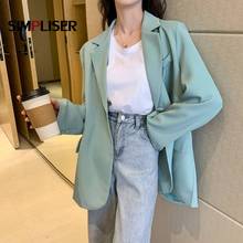 Single Button Black Blazer For Women Green White Loose Casual Womens Blazers Autumn Ladies Office Wear Jackets Oversized Coats 2024 - buy cheap