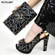 New Nigerian Shoes and Matching Bags Set Decorated with Rhinestone Party Shoes Women Shoes High Heel Matching Shoes and Bag Set 2024 - buy cheap