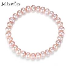 Jellystory Classic 6-6.5mm Real Natural Freshwater Pearl Bracelets Bangles for Women Fine Jewellery Ornaments Gifts New Arrivals 2024 - buy cheap