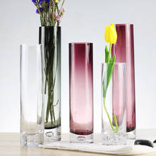 Smiple Home Decor color Cylindrical glass Vases Flower Tabletop Glass vase Plant Glass Flower Vases Household Decoration 2024 - buy cheap