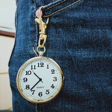 Newest Quartz Pocket Watch Keychain Clocks Round Dial Portable Simple Pendant for Women Men 2024 - buy cheap