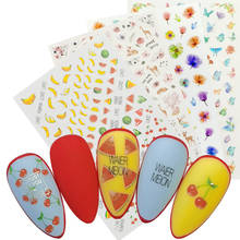 3D Nail Sticker Adhesive Wraps Fruit Nail Art Sliders Decals Leaf Banana Watermelon Cherries Flower Manicure Decoration 2024 - buy cheap