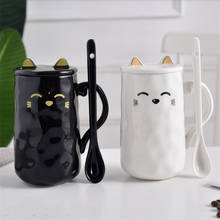 European Ceramic Lovely Cat Coffee Mug with Lid and Spoon White Porcelain Cartoon  Breakfast Milk Cup Creative Juice Tea Cup 2024 - buy cheap