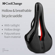 CoolChange MTB Bicycle Saddle Taillight Cushion PVC Leather Waterproof Bike Saddle Rail Hollow Soft Bicycle Part Front Seat 2024 - buy cheap