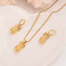 Conjunto de joyas de piña de la india de Dubái dorado, collar, pendientes, colgante, joyas bridl de boda para mujeres y niñas 2024 - compra barato