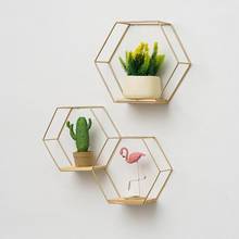 Decoration Craft Nordic Hexagonal Iron Stand storage shelf Home Shelf Storage Holder Contracted Design Decorative Shelves 2024 - buy cheap