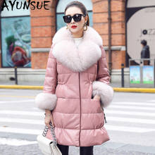 AYUNSUE 2022 New Winter Leather Down Jacket Women Fox Fur Collar 100% Sheepskin Coat Korean Women's Leather Jackets MF7209 2024 - buy cheap