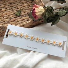 Colares femininos com margaridas e laços, colar de cor arco-íris com gola floral 2024 - compre barato