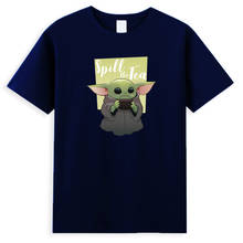 Милая Детская Yoda, забавная футболка для мужчин, милая мультяшная Футболка с принтом мандалориана, принт чая, футболка со звездой, топы с графическим рисунком 2024 - купить недорого