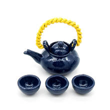 Odoria 1:12 miniatura do vintage kongfu bule chaleira e 3pcs copos de chá conjunto teaware casa de bonecas acessórios de cozinha decoração da casa de boneca 2024 - compre barato