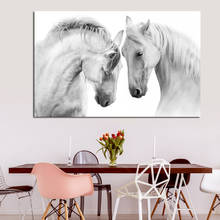 Animais branco cavalos selvagens moderno poster impressão em tela fazenda arte da parede imagem casa sala de estar decoração pintura 2024 - compre barato