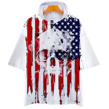 Camiseta com estampa 3d da caveira águia, bandeira dos eua, homens, mulheres, fashion, moletom, roupas urbanas, harajuku 2024 - compre barato