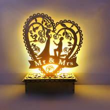 Diy de madeira luz da noite led mr & mrs casamento ornamentos festa decoração romântica casa ornamentos presente dos namorados 2024 - compre barato