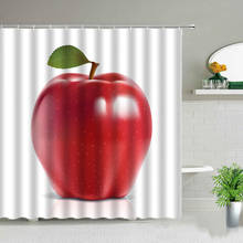Fruta maçã cortina de chuveiro limão pinho maçã morango cereja impressão banho cortinas tecido decoração do banheiro à prova dwaterproof água com ganchos 2024 - compre barato