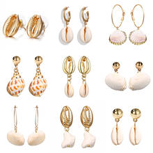 Fashion Gold Color Natural Handmade Shell Simple Drop Earrings for Women Ivory Earrings For Girl Summer Boho Jewelry 2024 - buy cheap