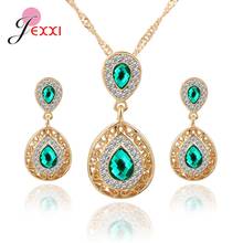 Fashion Luxury Bridal Jewellery Set 925 Sterling Silver Waterdrop Drop Ladies Earrings/Pendant Necklace Chain Wedding Gift 2024 - buy cheap