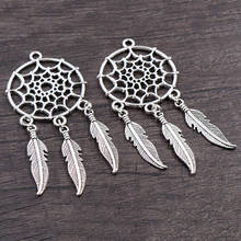 5 piezas de amuletos Native Dream Catcher conector colgante de fabricación antigua adecuado, Color plata bronce tibetano Vintage, joyería hecha a mano DIY 2024 - compra barato